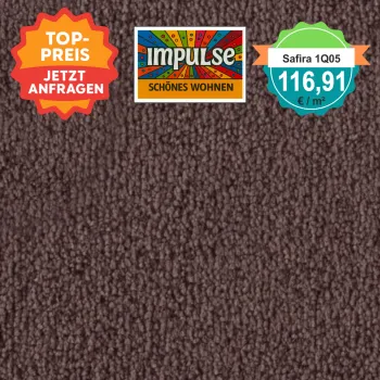 Vorwerk Safira Teppichboden Farbcode 1Q05 – Draufsicht mit Preisetikett 116,91 €/m²